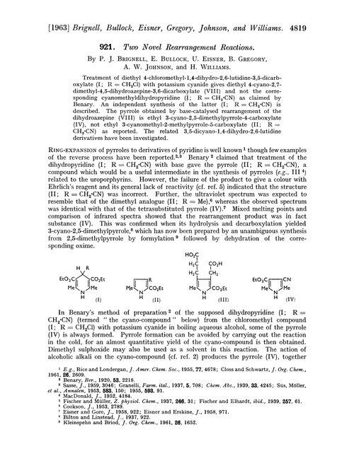 921. Two novel rearrangement reactions