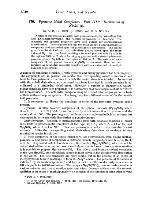 970. Pyrazine metal complexes. Part III. Derivatives of nickel(II)
