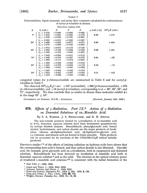 979. Effects of γ-radiation. Part IX. Action of γ-radiation on deœrated solutions of DL-mandelic acid