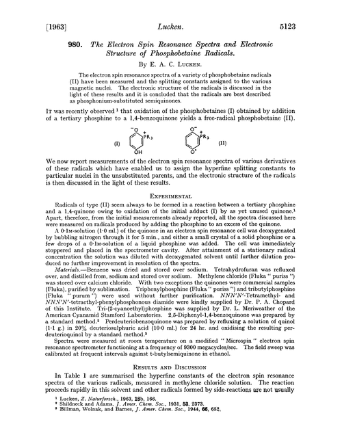 980. The electron spin resonance spectra and electronic structure of phosphobetaine radicals