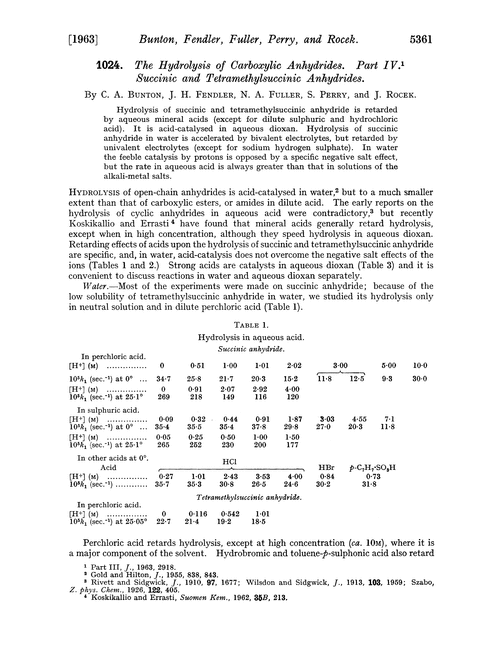 1024 The Hydrolysis Of Carboxylic Anhydrides Part Iv Succinic And Tetramethylsuccinic Anhydrides Journal Of The Chemical Society Resumed Rsc Publishing