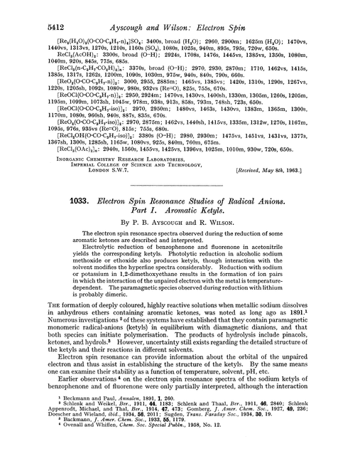 1033. Electron spin resonance studies of radical anions. Part I. Aromatic ketyls