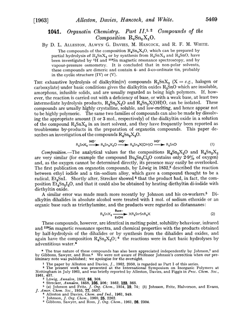 1041. Organotin chemistry. Part II. Compounds of the composition R4Sn2X2O