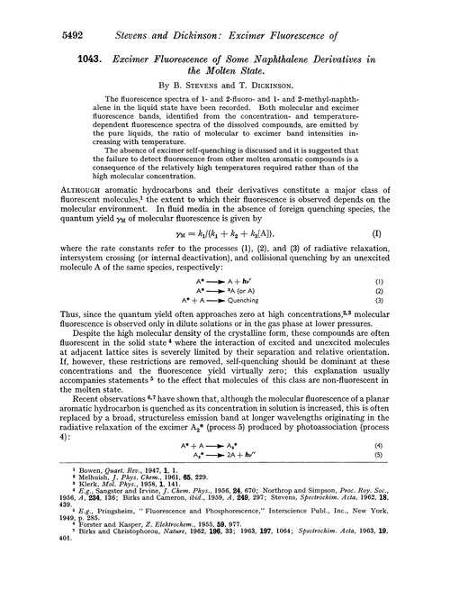 1043. Excimer fluorescence of some naphthalene derivatives in the molten state