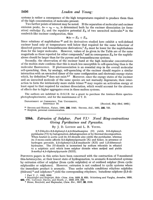 1044. Extrusion of sulphur. Part VI. Novel ring-contractions giving pyridazines and pyrazoles