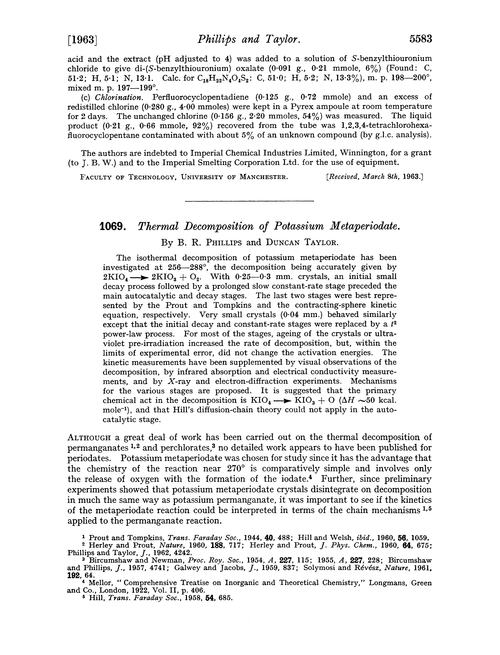 1069. Thermal decomposition of potassium metaperiodate