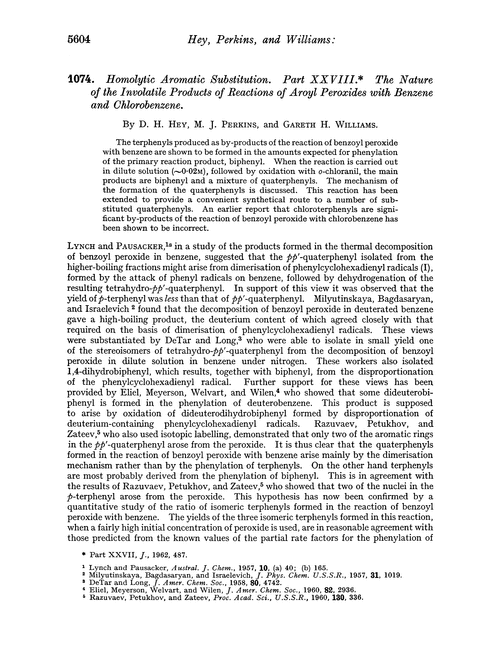 1074. Homolytic aromatic substitution. Part XXVIII. The nature of the involatile products of reactions of aroyl peroxides with benzene and chlorobenzene