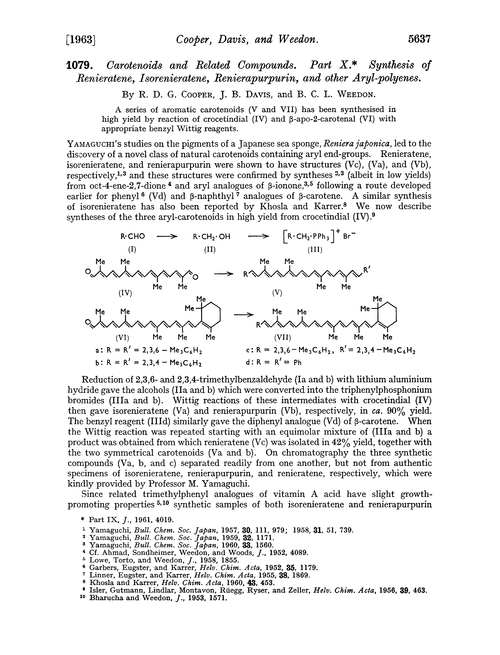 1079. Carotenoids and related compounds. Part X. Synthesis of renieratene, isorenieratene, renierapurpurin, and other aryl-polyenes