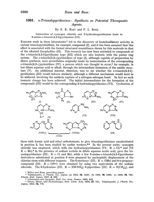1081. S-triazolopyridazines: synthesis as potential therapeutic agents