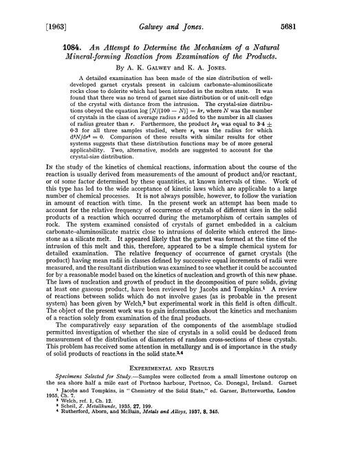 1084. An attempt to determine the mechanism of a natural mineral-forming reaction from examination of the products