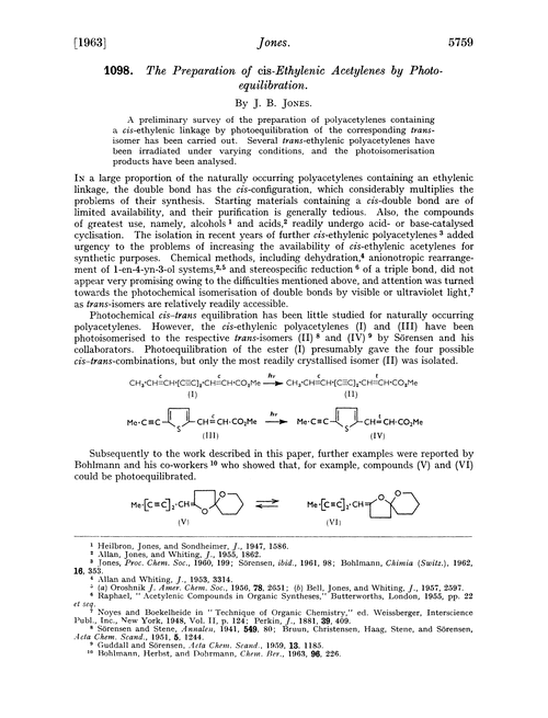 1098. The preparation of cis-ethylenic acetylenes by photoequilibration