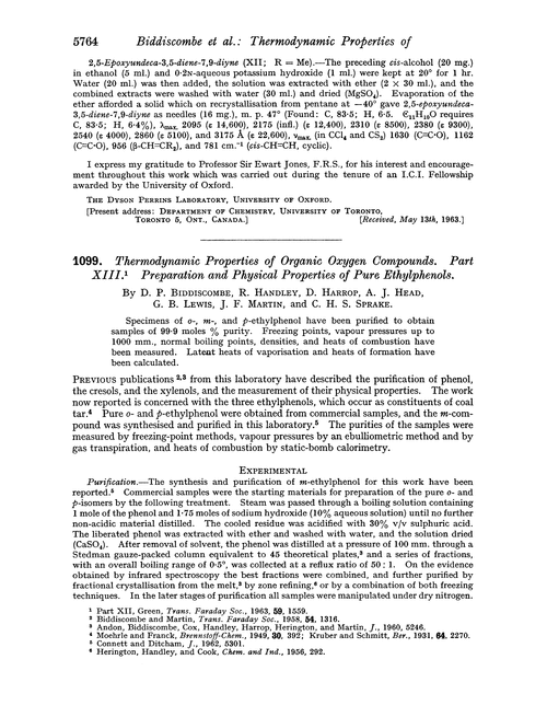 1099. Thermodynamic properties of organic oxygen compounds. Part XIII. Preparation and physical properties of pure ethylphenols