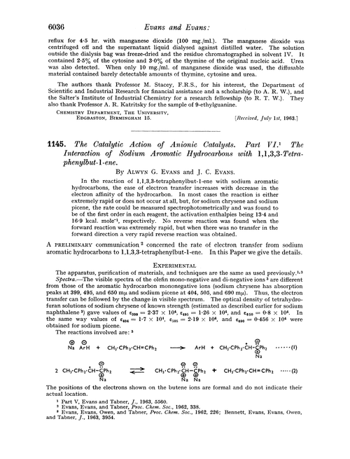 1145. The catalytic action of anionic catalysts. Part VI. The interaction of sodium aromatic hydrocarbons with 1,1,3,3-tetraphenylbut-1-ene