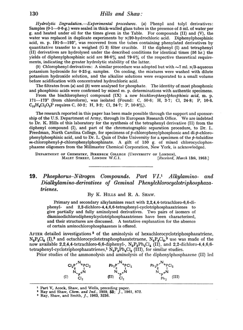 19. Phosphorus–nitrogen compounds. Part VI. Alkylamino- and dialkylamino-derivatives of geminal phenylchlorocyclotriphosphazatrienes