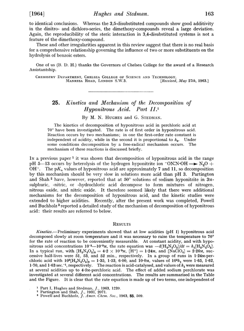 25. Kinetics and mechanism of the decomposition of hyponitrous acid. Part II