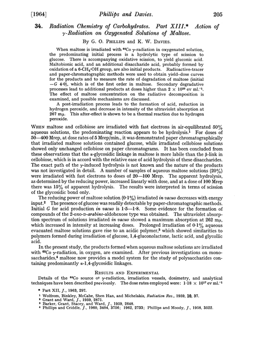 34. Radiation chemistry of carbohydrates. Part XIII. Action of γ-radiation on oxygenated solutions of maltose