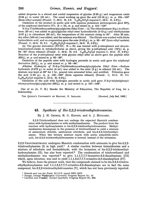 43. Synthesis of bis-2,2,2-trinitroethylnitrosamine