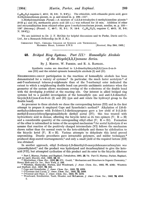 48. Bridged ring systems. Part III. Homoallylic alcohols of the bicyclo[3,3,1]nonane series