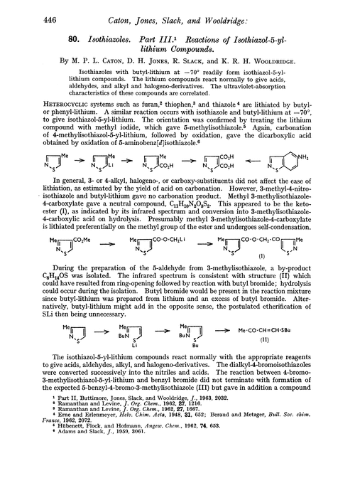 80. Isothiazoles. Part III. Reactions of isothiazol-5-yl-lithium compounds