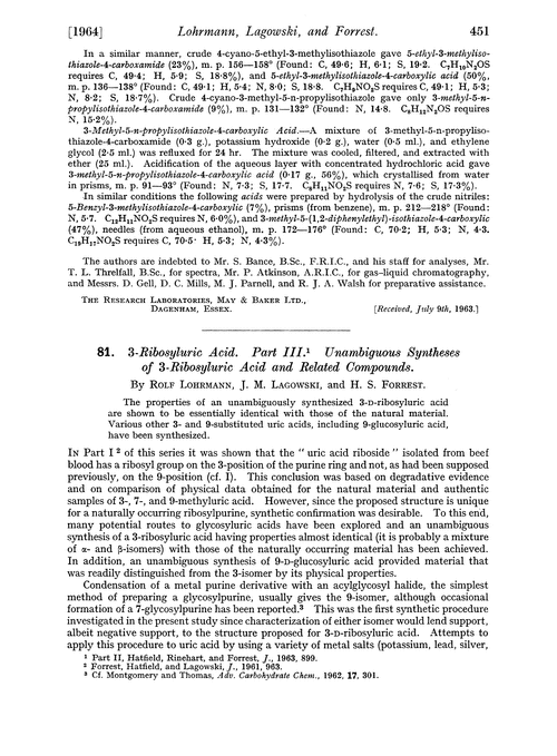 81. 3-Ribosyluric acid. Part III. Unambiguous syntheses of 3-ribosyluric acid and related compounds