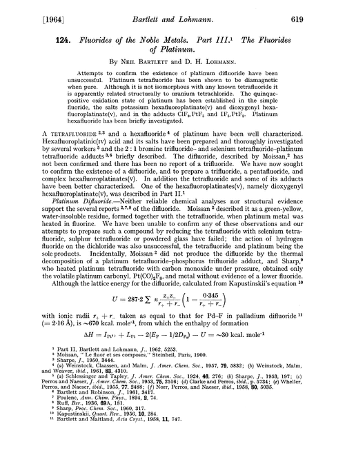 124. Fluorides of the noble metals. Part III. The fluorides of platinum