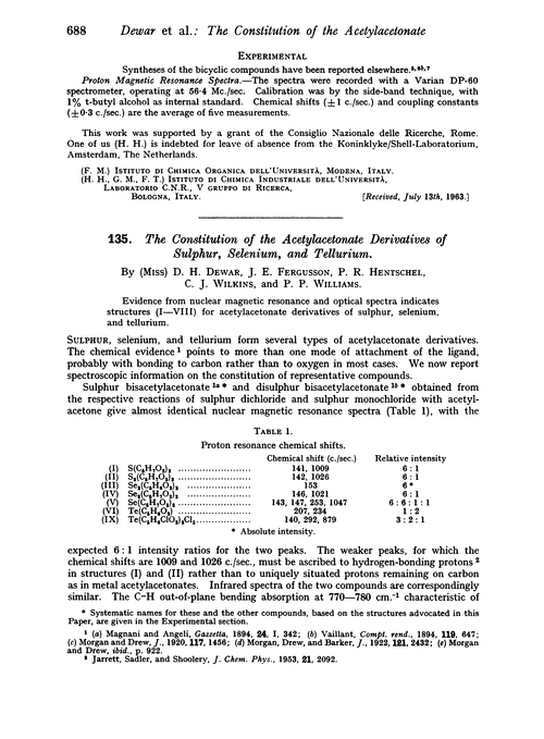 135. The constitution of the acetylacetonate derivatives of sulphur, selenium, and tellurium