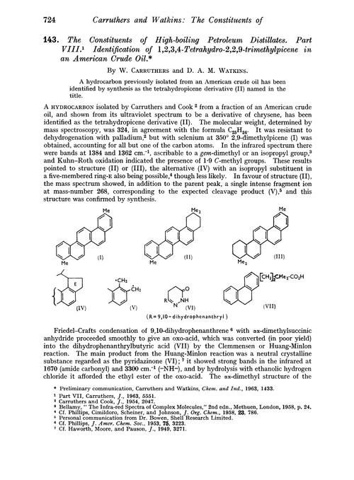 143. The constituents of high-boiling petroleum distillates. Part VIII. Identification of 1,2,3,4-tetrahydro-2,2,9-trimethylpicene in an American crude oil