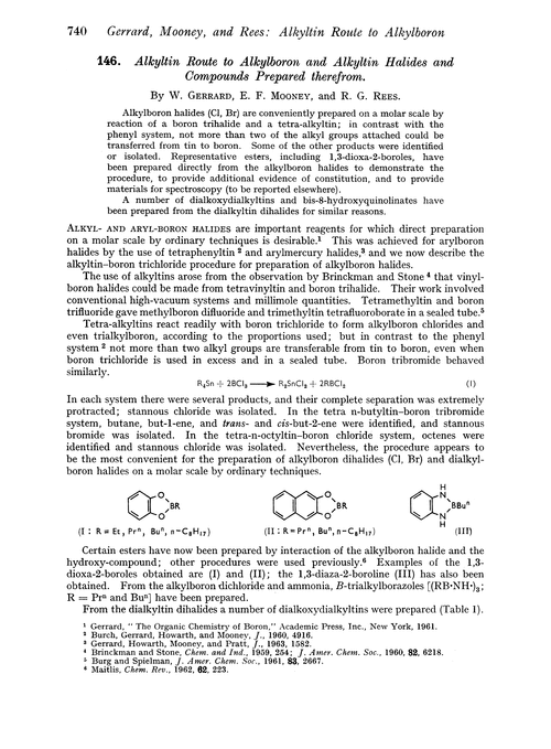 146. Alkyltin route to alkylboron and alkyltin halides and compounds prepared therefrom