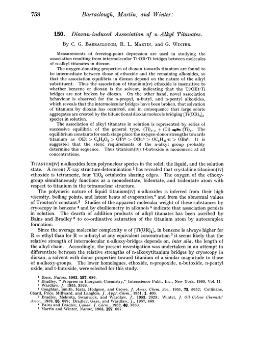 150. Dioxan-induced association of n-alkyl titanates