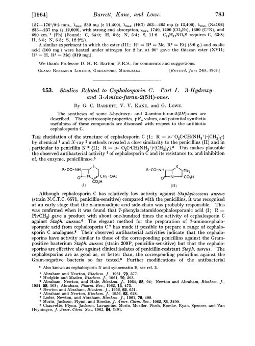 153. Studies related to cephalosporin C. Part I. 3-Hydroxy- and 3-amino-furan-2(5H)-ones