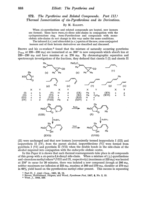 172. The pyrethrins and related compounds. Part III. Thermal isomerization of cis-pyrethrolone and its derivatives