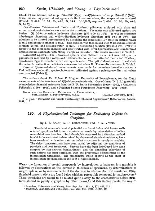 180. A physicochemical technique for evaluating defects in graphite