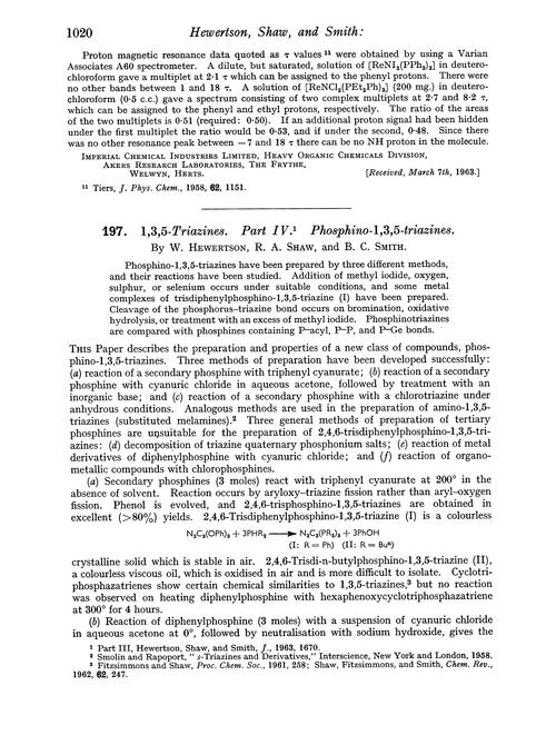 197. 1,3,5-Triazines. Part IV. Phosphino-1,3,5-triazines