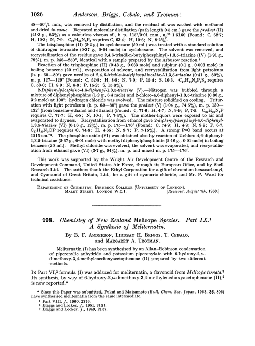 198. Chemistry of New Zealand melicope species. Part IX. A synthesis of meliternatin