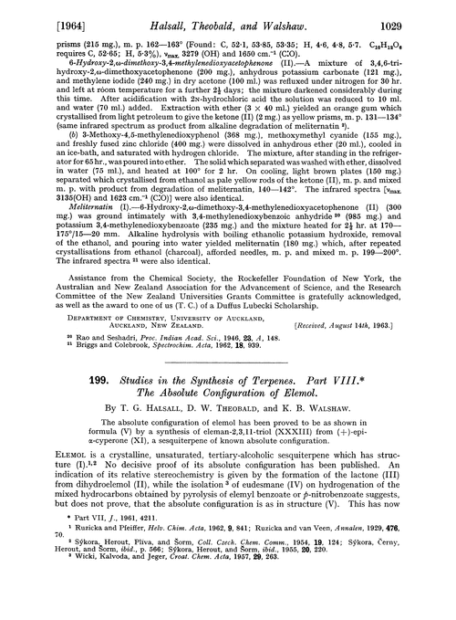 199. Studies in the synthesis of terpenes. Part VIII. The absolute configuration of elemol