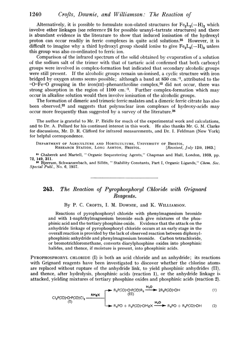 243. The reaction of pyrophosphoryl chloride with grignard reagents