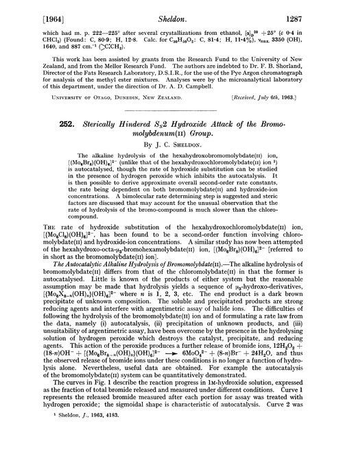 252. Sterically hindered SN2 hydroxide attack of the bromomolybdenum (II) group