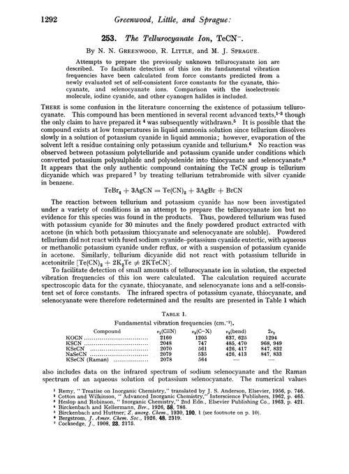 253. The tellurocyanate ion, TeCN–