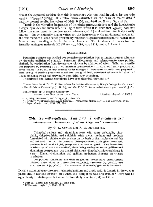 254. Trimethylgallium. Part IV. Dimethyl-gallium and -aluminium derivatives of some oxy- and thio-acids
