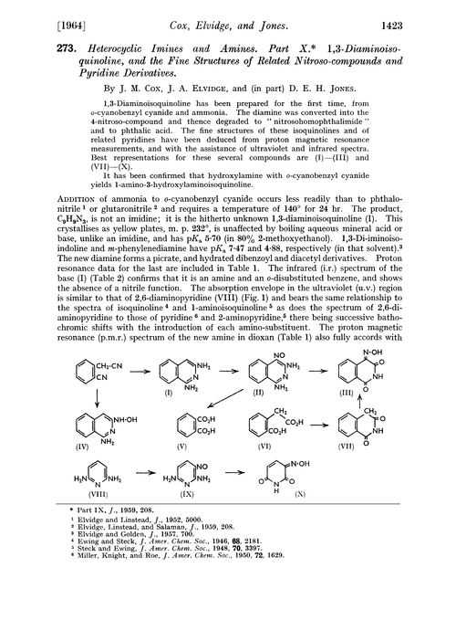 273. Heterocyclic imines and amines. Part X. 1,3-Diaminoisoquinoline, and the fine structures of related nitroso-compounds and pyridine derivatives