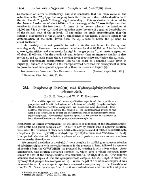 282. Complexes of cobalt (III) with hydroxyethylethylenediaminetriacetic acid
