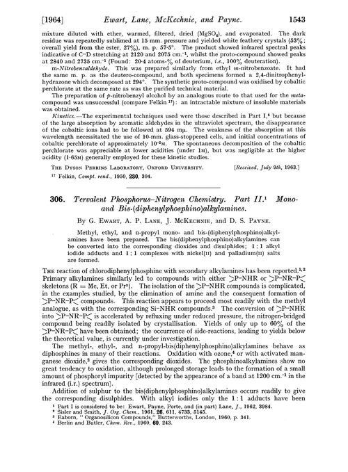 306. Tervalent phosphorus–nitrogen chemistry. Part II. Mono- and bis-(disphenylphosphino)alkylamines