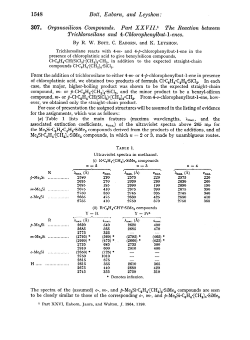 307. Organosilicon compounds. Part XXVII. The reaction between trichlorosilane and 4-chlorophenylbut-1-enes