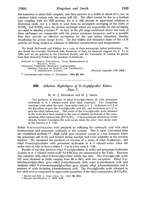 309. Alkaline hydrolysis of O-acylglycollic esters. Part I