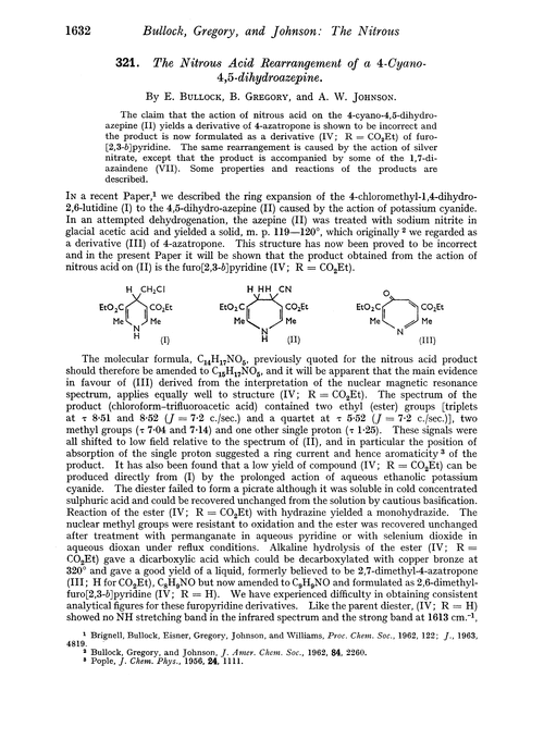 321. The nitrous acid rearrangement of a 4-cyano-4,5-dihydroazepine
