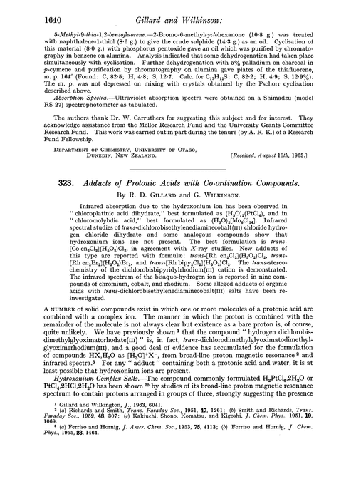 323. Adducts of protonic acids with co-ordination compounds