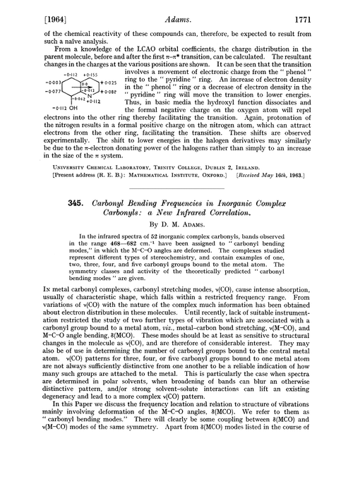 345. Carbonyl bending frequencies in inorganic complex carbonyls: a new infrared correlation