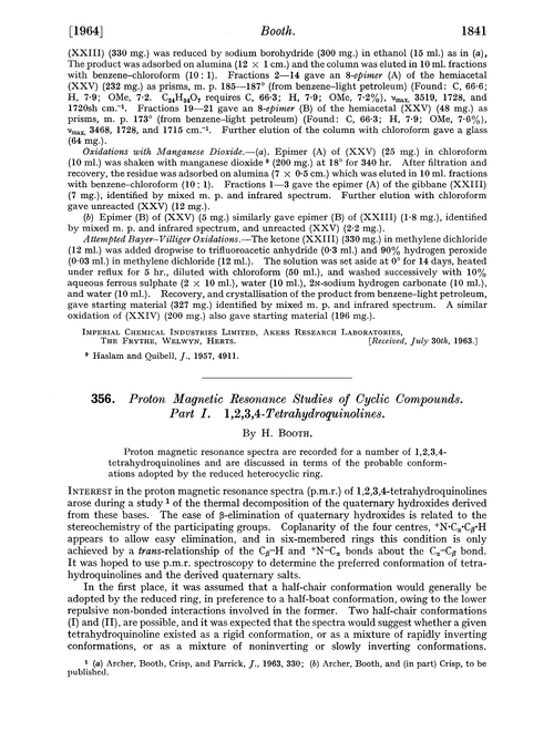 356. Proton magnetic resonance studies of cyclic compounds. Part I. 1,2,3,4-Tetrahydroquinolines