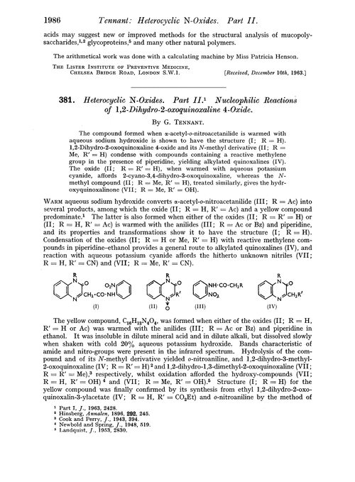 381. Heterocyclic N-oxides. Part II. Nucleophilic reactions of 1,2-dihydro-2-oxoquinoxaline 4-oxide