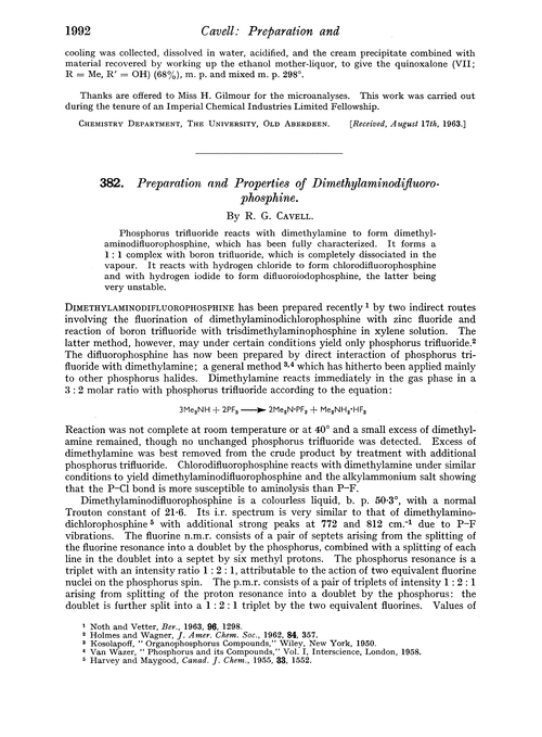 382. Preparation and properties of dimethylaminodifluorophosphine